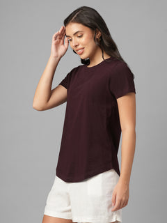 Women's Wine 100% Organic Cotton Regular Fit Tshirt