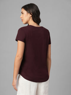 Women's Wine 100% Organic Cotton Regular Fit Tshirt