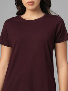 Women's Wine 100% Organic Cotton Regular Fit Tshirt