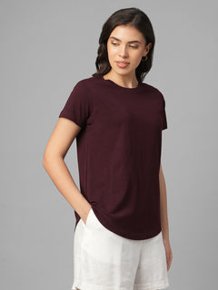 Women's Wine 100% Organic Cotton Regular Fit Tshirt
