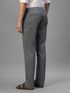 Men's Dark Grey Cotton Lycra Regular Fit Pant