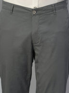 Men's Dark Grey Cotton Lycra Regular Fit Pant