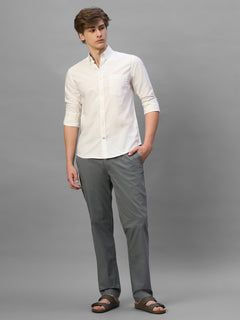 Men's Dark Grey Cotton Lycra Regular Fit Pant