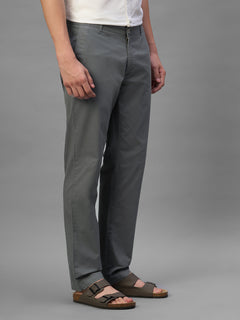 Men's Dark Grey Cotton Lycra Regular Fit Pant