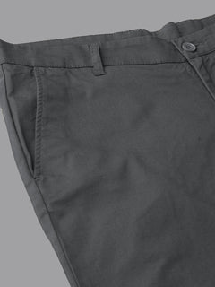 Men's Dark Grey Cotton Lycra Regular Fit Pant
