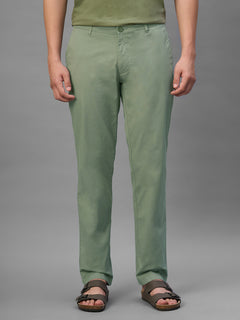 Men's Green Cotton Lycra Regular Fit Pant