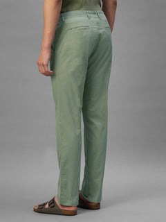 Men's Green Cotton Lycra Regular Fit Pant