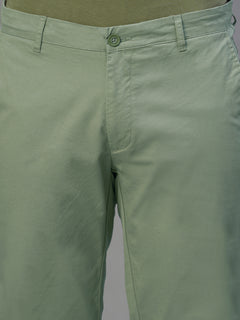 Men's Green Cotton Lycra Regular Fit Pant