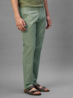 Men's Green Cotton Lycra Regular Fit Pant