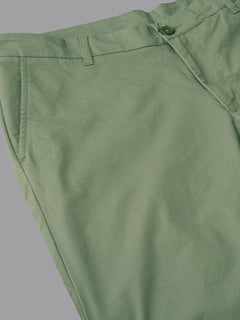 Men's Green Cotton Lycra Regular Fit Pant