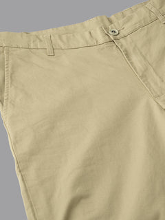 Men's Khaki Cotton Lycra Regular Fit Pant