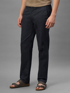 Men's Navy Cotton Lycra Regular Fit Pant