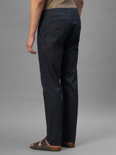 Men's Navy Cotton Lycra Regular Fit Pant