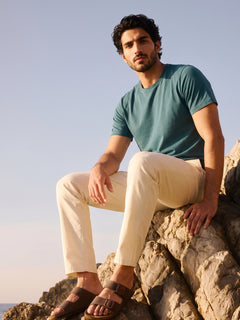 Men's Beige Cotton Lycra Regular Fit Pant