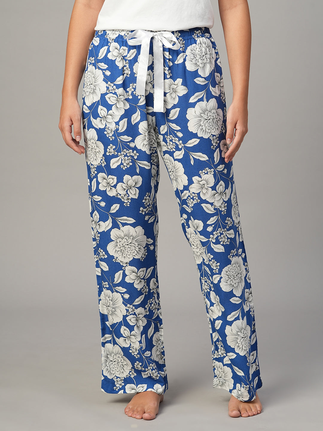 Women's Blue 100% Viscose Regular Fit Pyjama