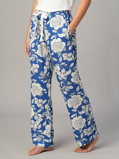 Women's Blue 100% Viscose Regular Fit Pyjama