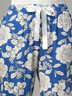 Women's Blue 100% Viscose Regular Fit Pyjama