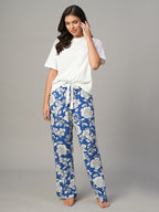 Women's Blue 100% Viscose Regular Fit Pyjama