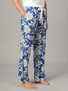 Women's Blue 100% Viscose Regular Fit Pyjama