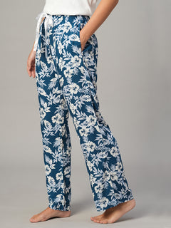 Women's Navy 100% Viscose Regular Fit Pyjama