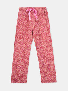 Women's Pink 100% Viscose Regular Fit Pyjama