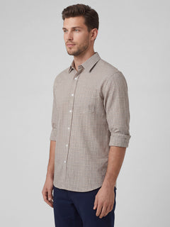 Men's Khaki 100% Cotton Regular Fit Shirt