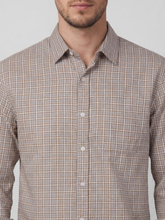Men's Khaki 100% Cotton Regular Fit Shirt