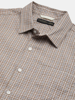 Men's Khaki 100% Cotton Regular Fit Shirt