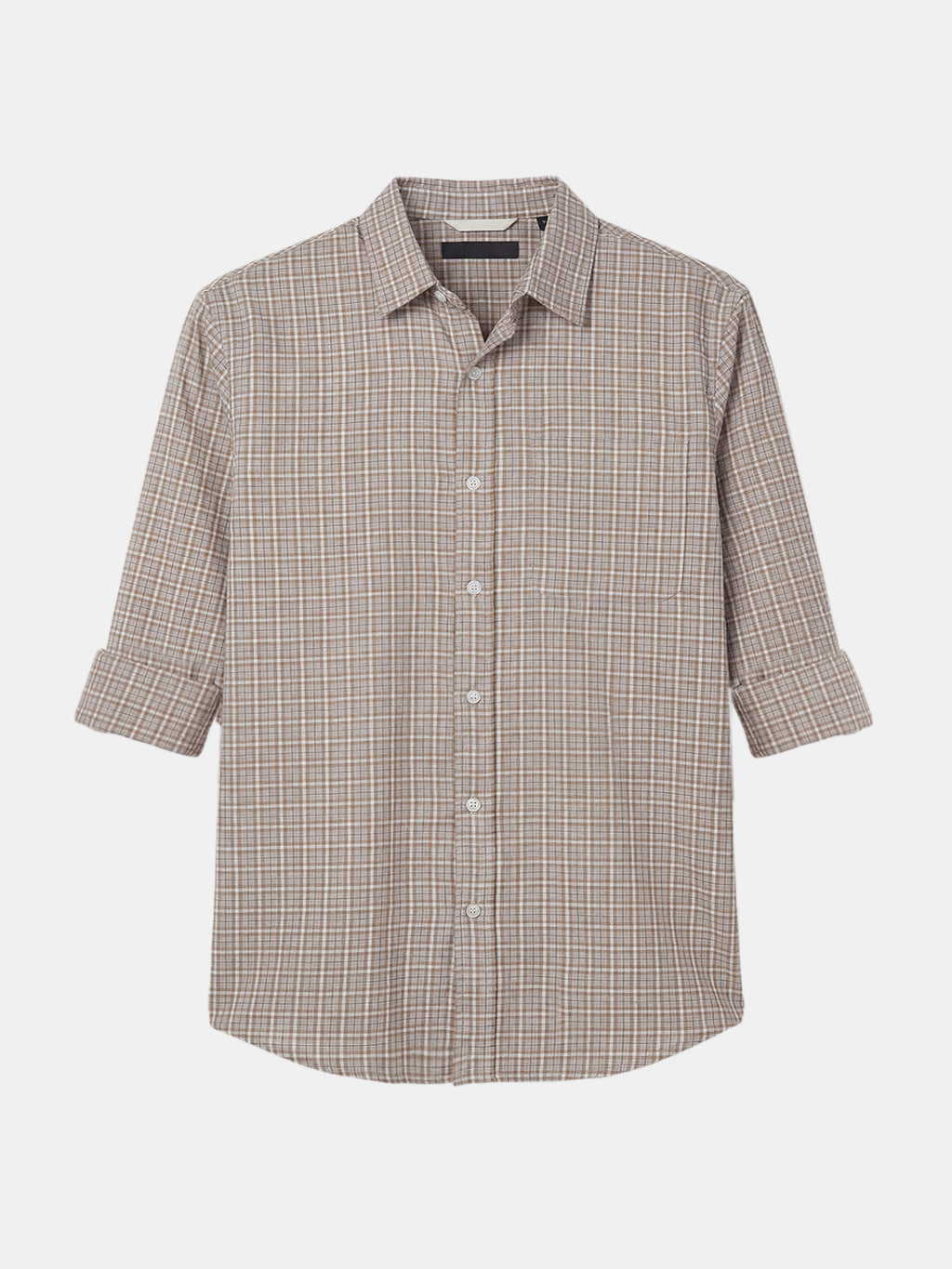 Men's Khaki 100% Cotton Regular Fit Shirt
