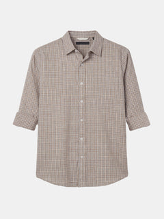 Men's Khaki 100% Cotton Regular Fit Shirt