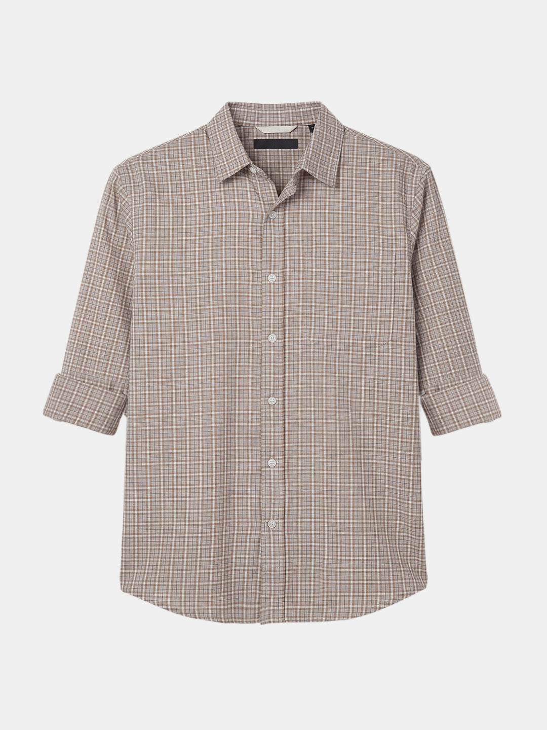 Men's Khaki 100% Cotton Regular Fit Shirt