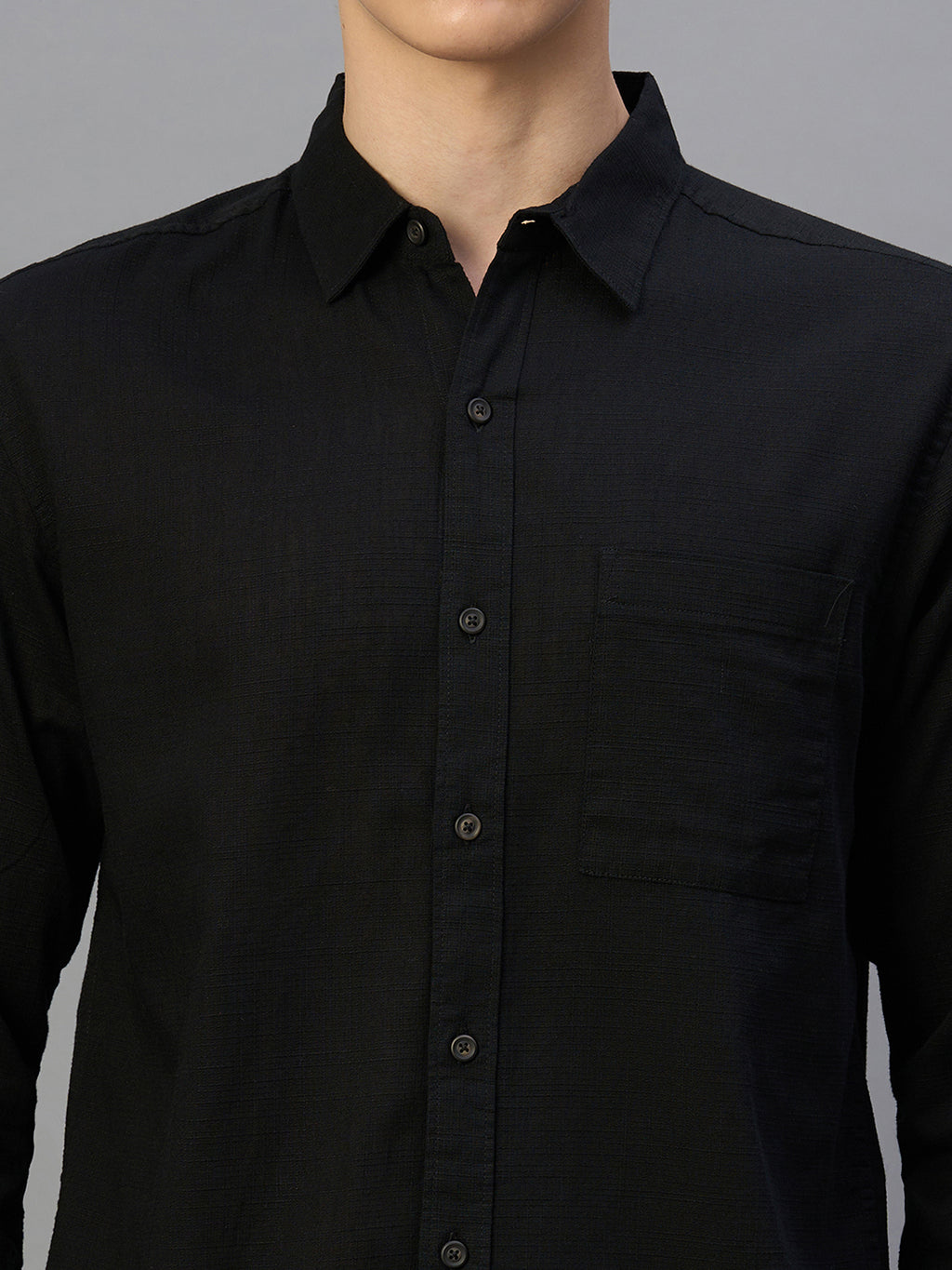 Men's Black 100% Cotton Regular Fit Shirt