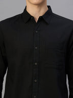 Men's Black 100% Cotton Regular Fit Shirt