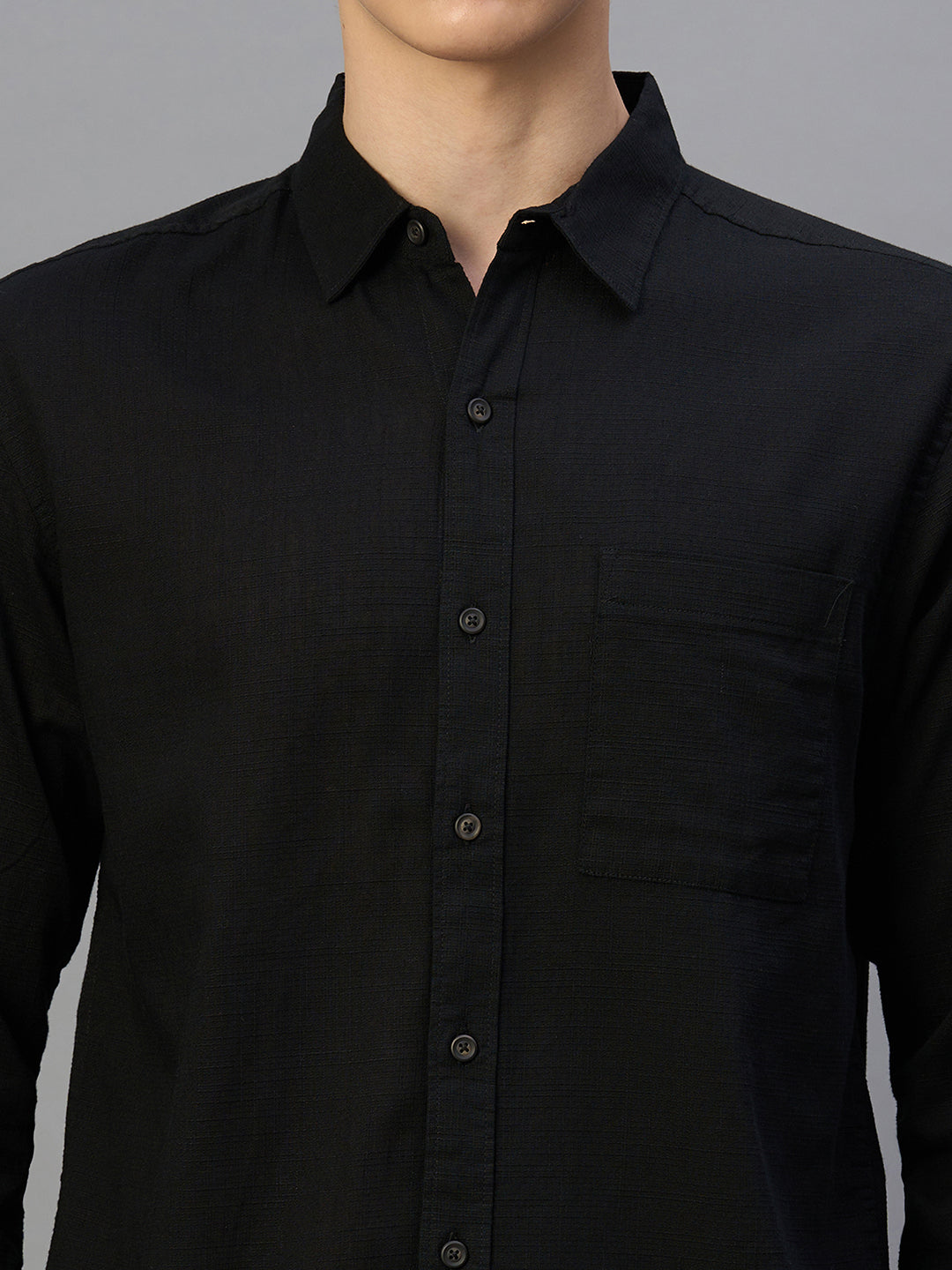 Men's Black 100% Cotton Regular Fit Shirt