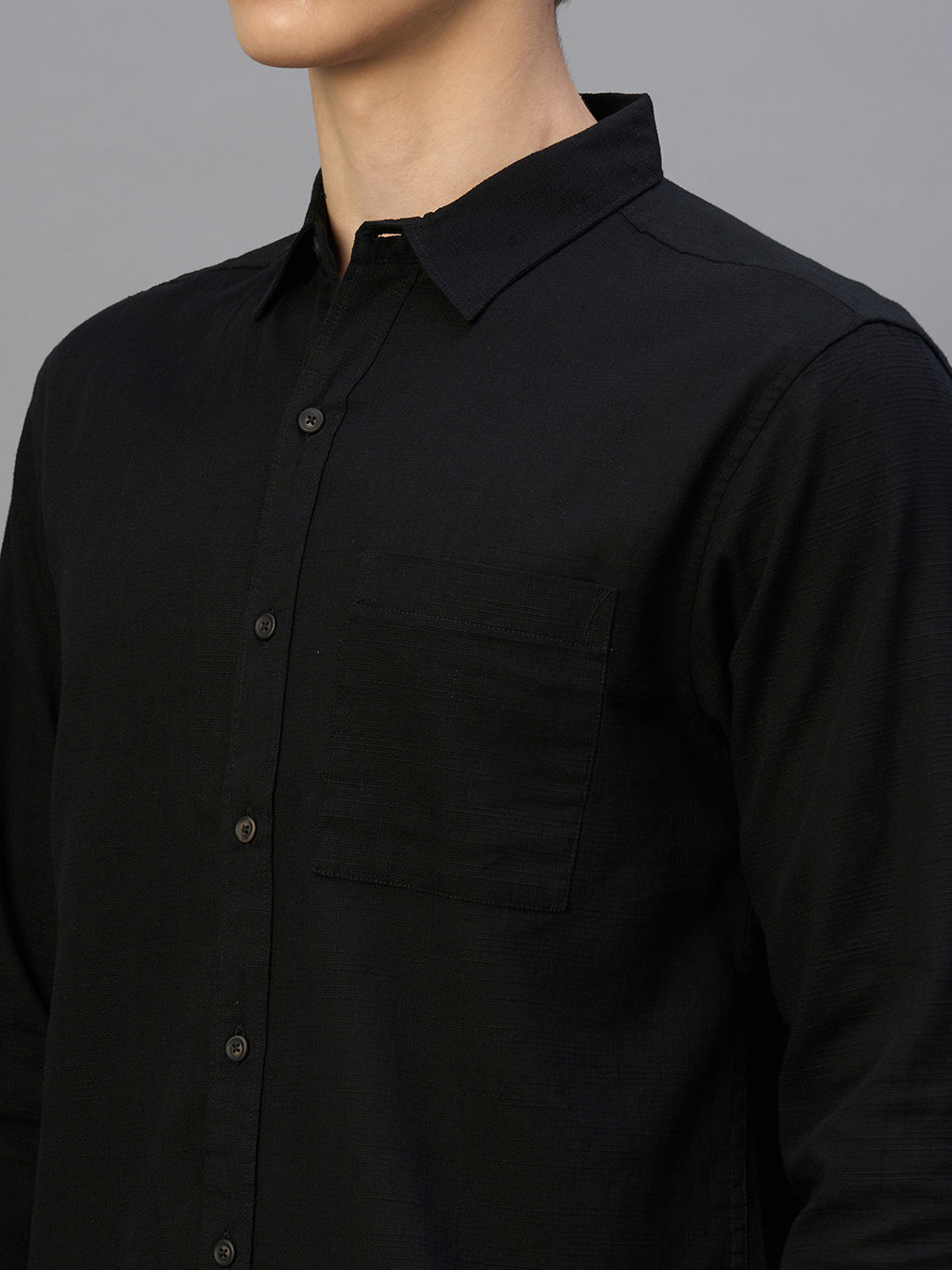Men's Black 100% Cotton Regular Fit Shirt