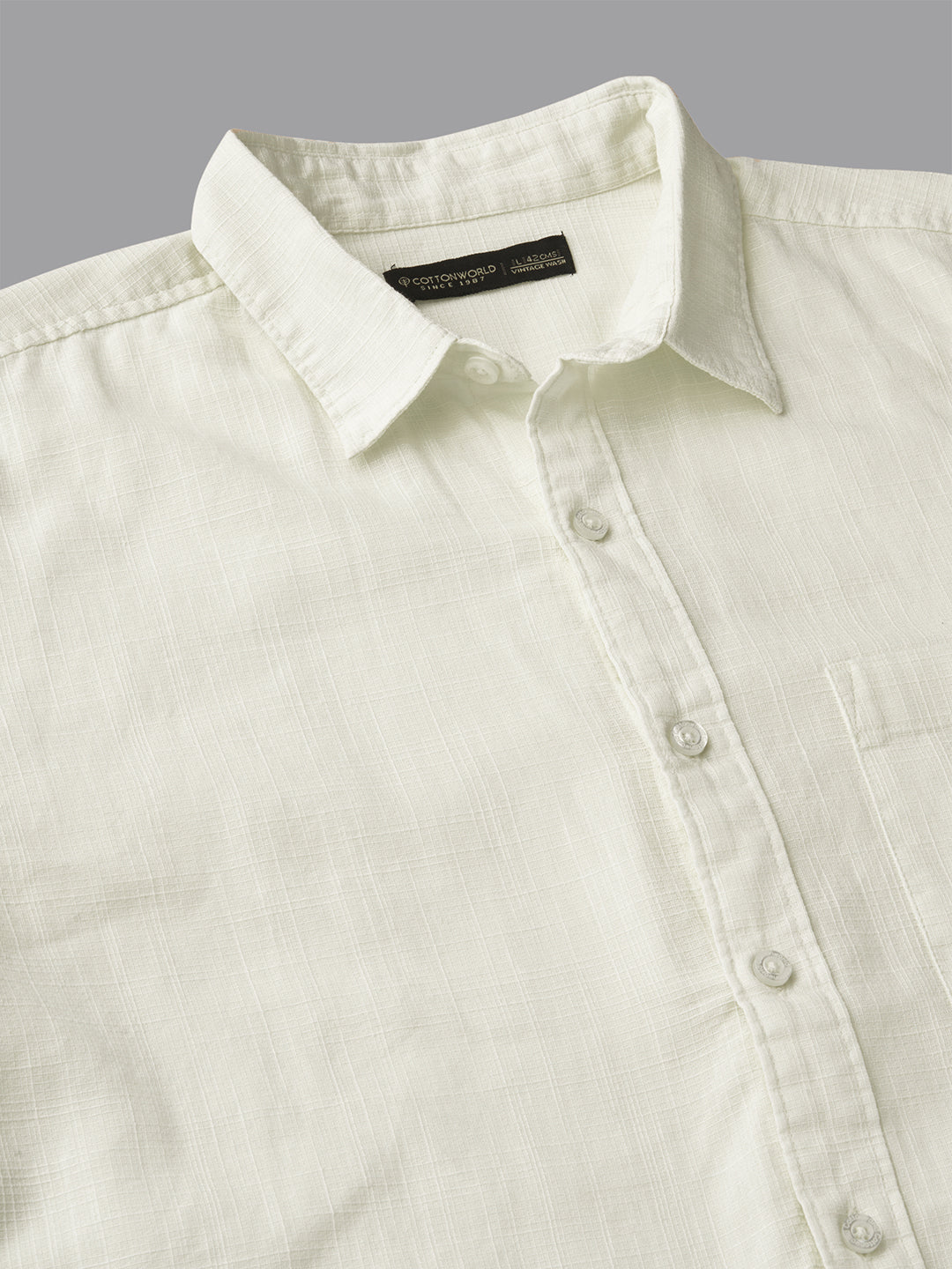 Men's Offwhite 100% Cotton Regular Fit Shirt