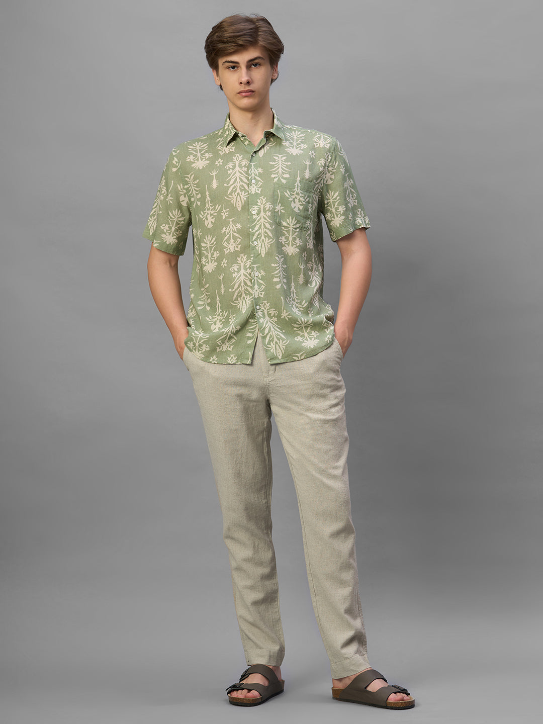 Men's Natural Cotton Linen Regular Fit Pant