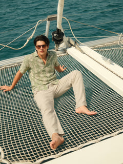 Men's Natural Cotton Linen Regular Fit Pant