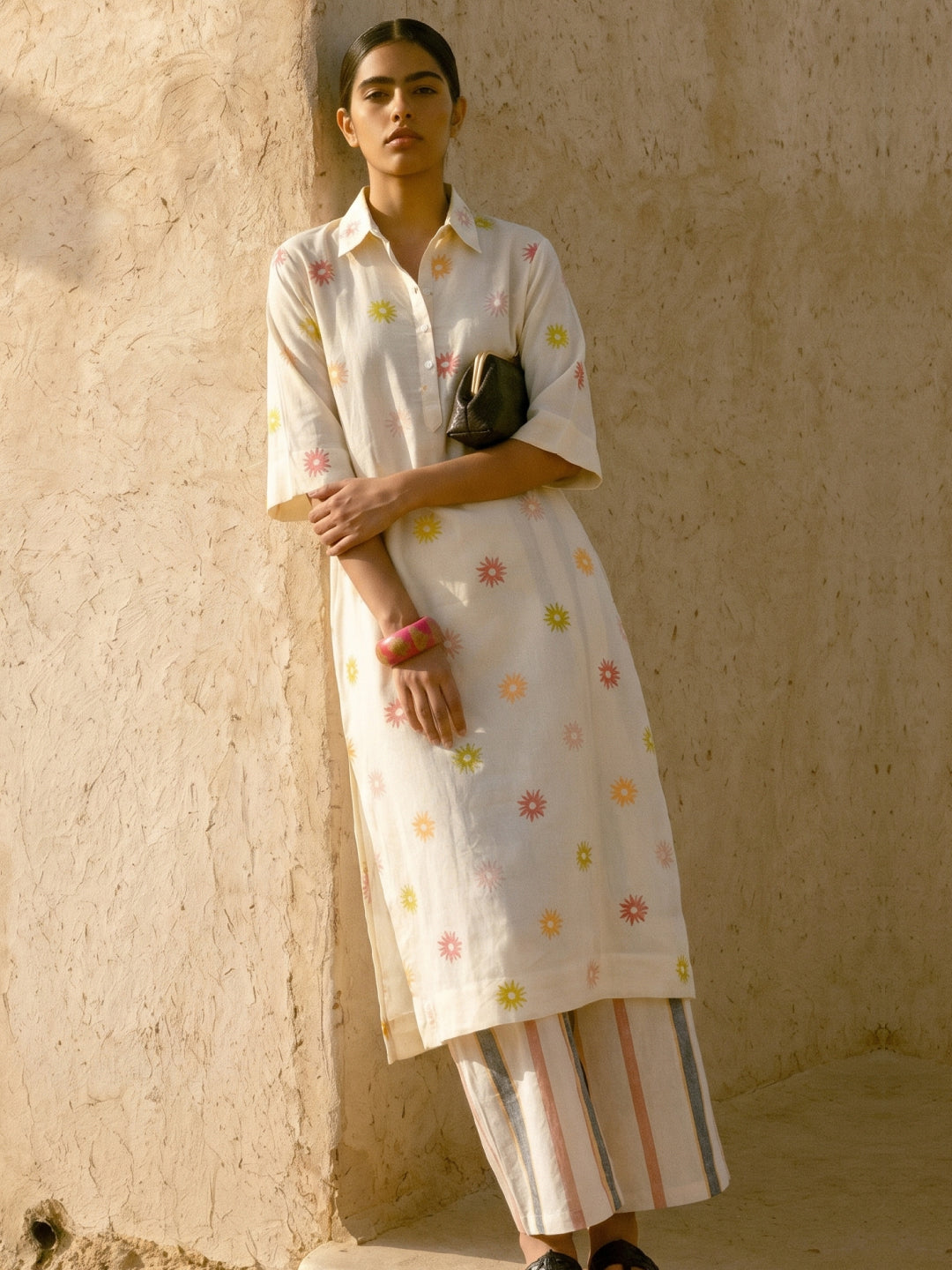 Women's Natural Linen Viscose Regular Fit Kurta