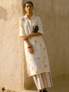 Women's Natural Linen Viscose Regular Fit Kurta