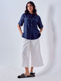 Women's 100% Cotton Cropped Culottes White