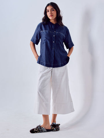 Women's White 100% Cotton Regular Fit Culotte