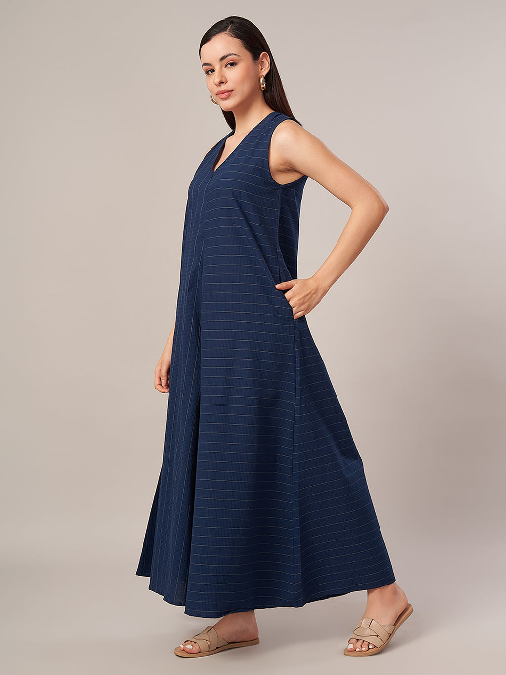 Women's Cotton Lycra Regular Fit Jumpsuit Navy