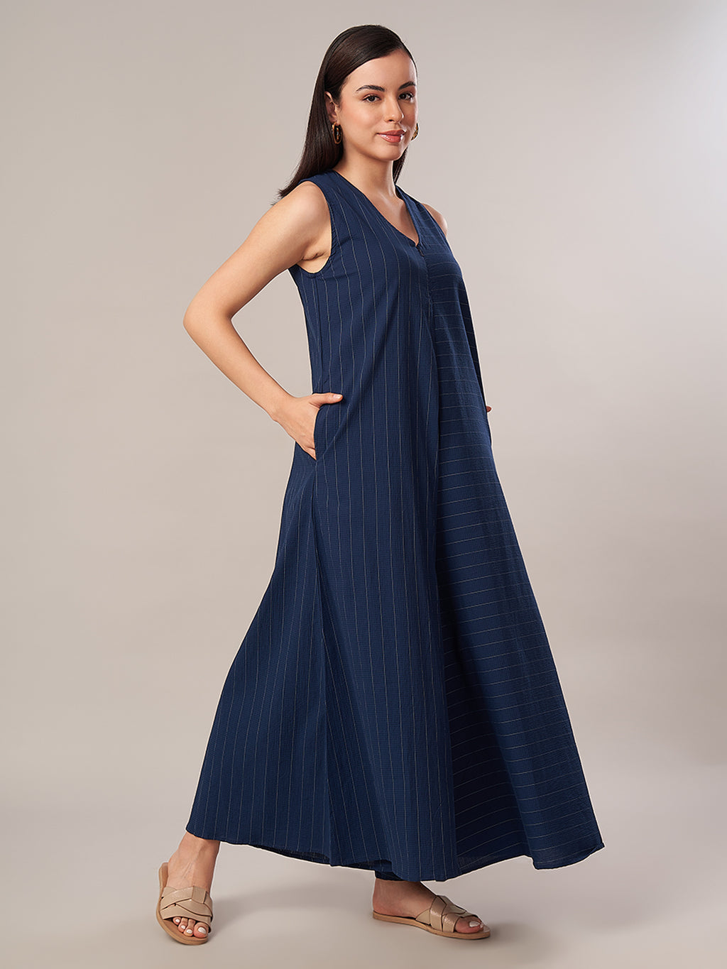 Women's Cotton Lycra Regular Fit Jumpsuit Navy