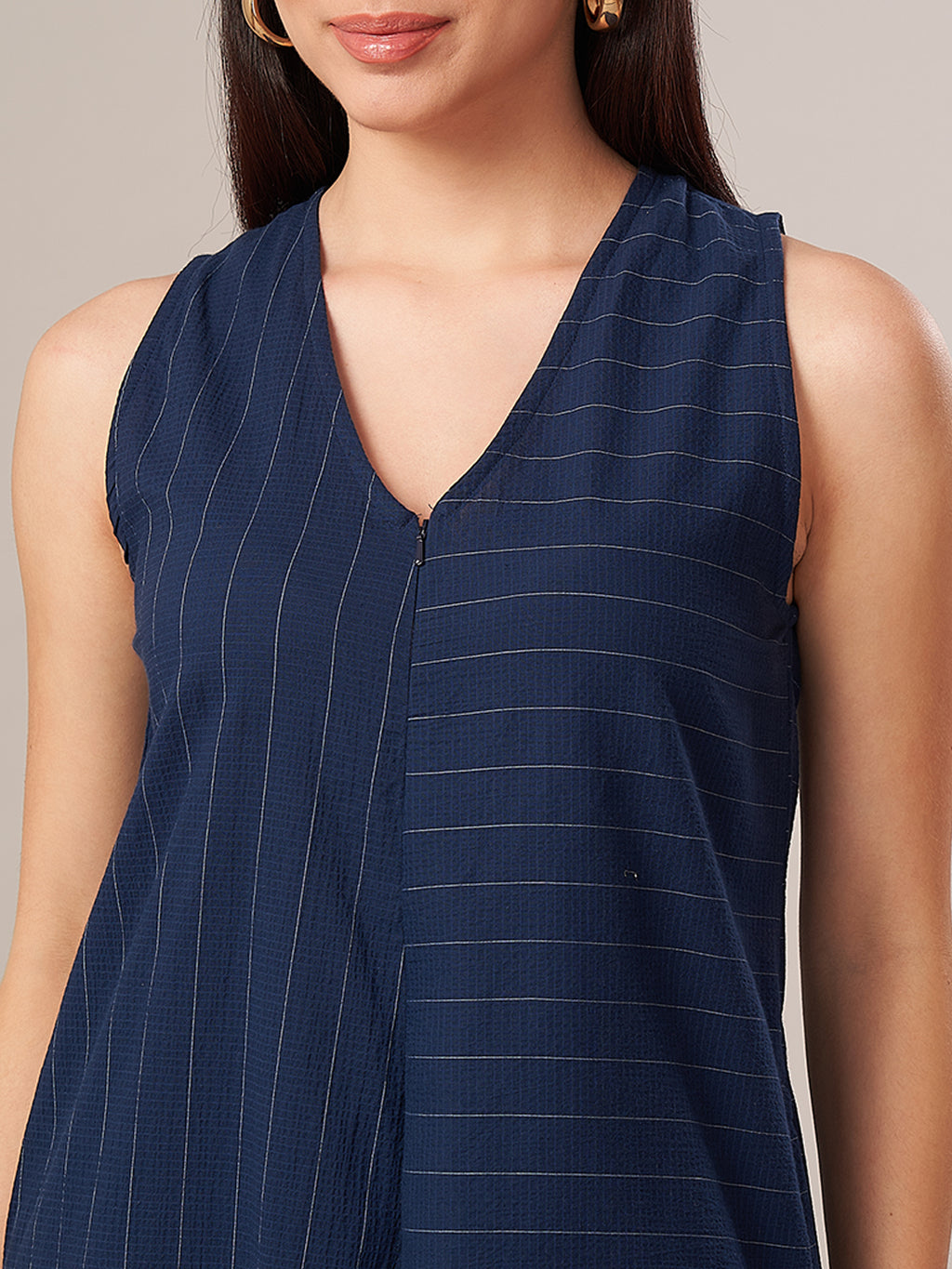 Women's Cotton Lycra Regular Fit Jumpsuit Navy