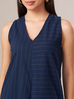 Women's Cotton Lycra Regular Fit Jumpsuit Navy