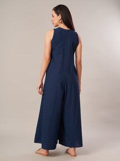 Women's Cotton Lycra Regular Fit Jumpsuit Navy