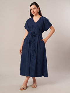 Women's Cotton Lycra Regular Fit Dress Navy