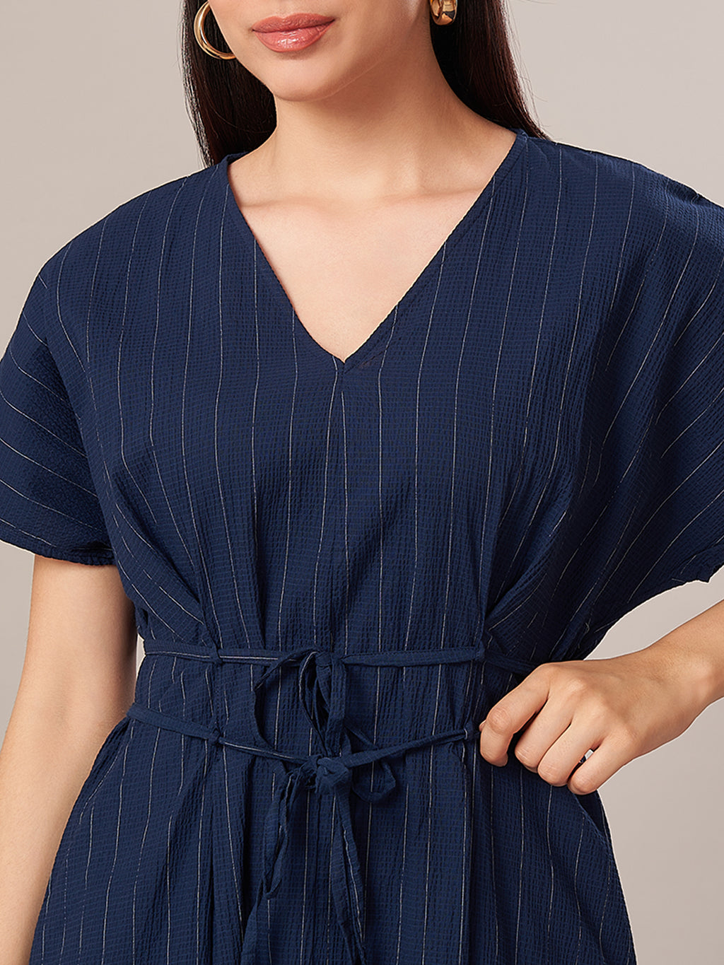 Women's Cotton Lycra Regular Fit Dress Navy