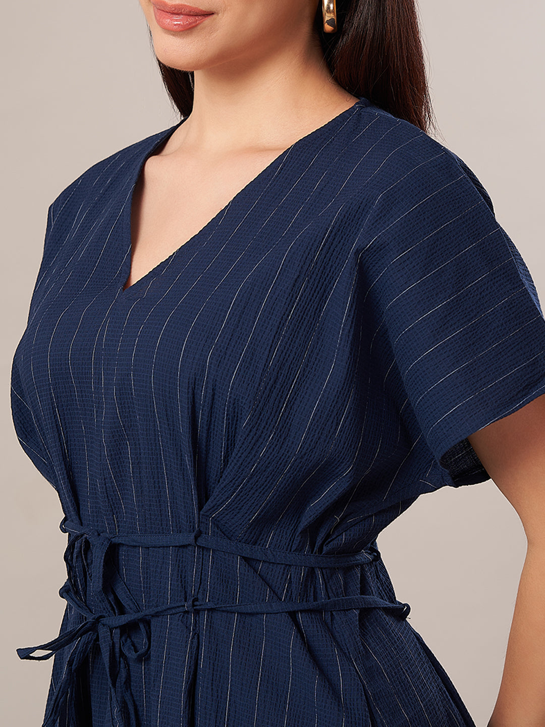 Women's Cotton Lycra Regular Fit Dress Navy